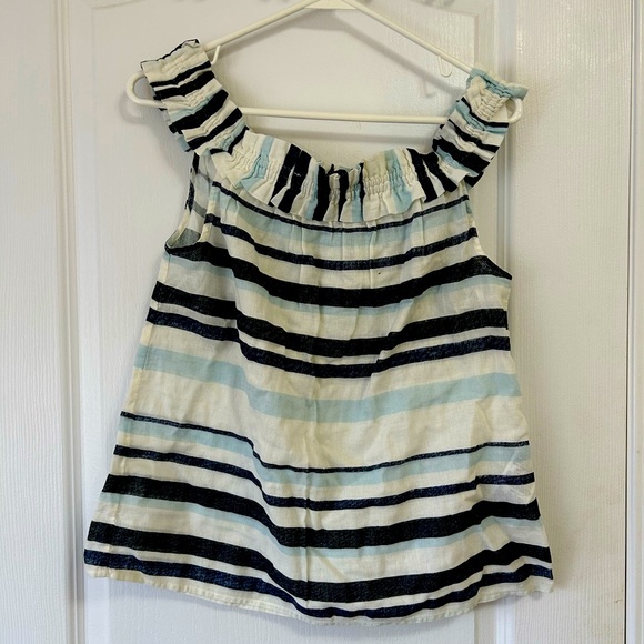 Women’s TAVI OFF SHOULDER TOP Large Blue Stripe - Picture 1 of 4